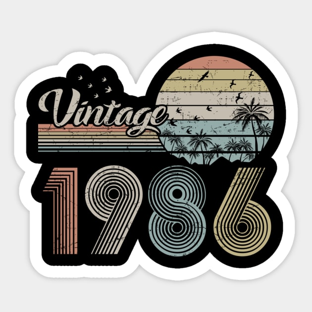 Vintage 1986 Design 34 Years Old 34th birthday Sticker by semprebummer7